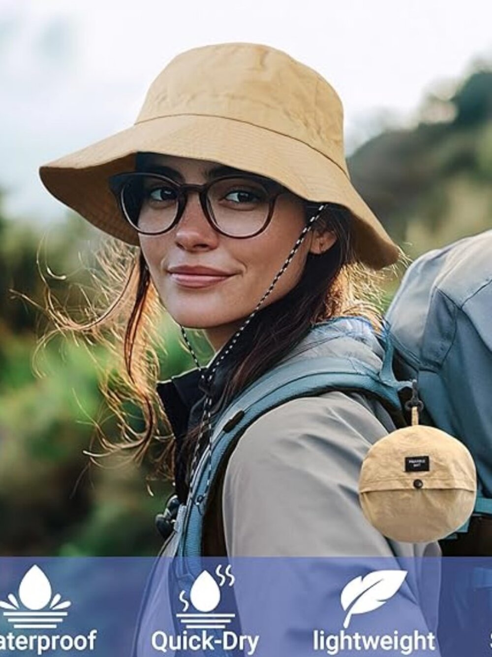 NPQQUAN Waterproof Quick Dry Bucket Hat | Packable Sun & Rain Hiking Hat